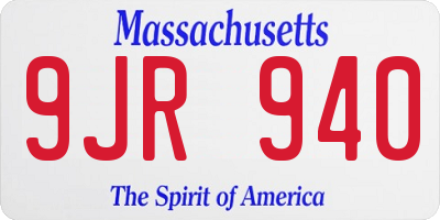 MA license plate 9JR940