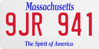 MA license plate 9JR941
