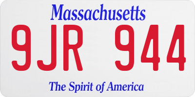 MA license plate 9JR944
