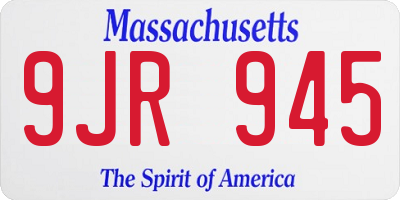 MA license plate 9JR945