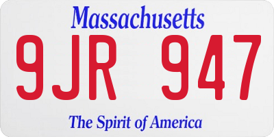 MA license plate 9JR947