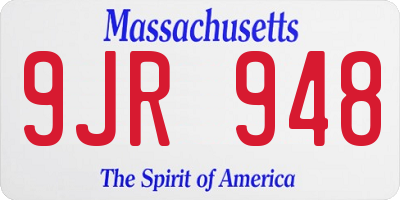 MA license plate 9JR948