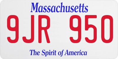 MA license plate 9JR950