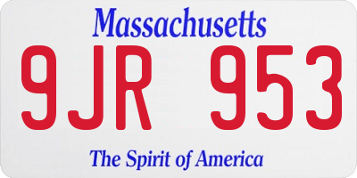 MA license plate 9JR953