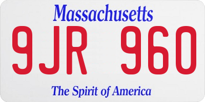 MA license plate 9JR960