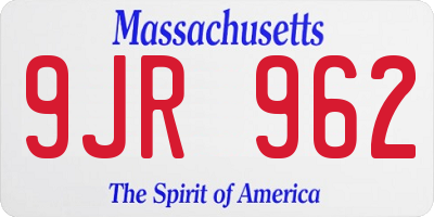 MA license plate 9JR962
