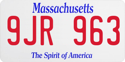 MA license plate 9JR963