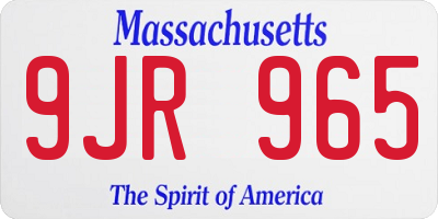 MA license plate 9JR965