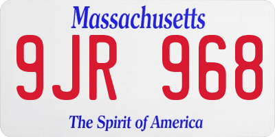 MA license plate 9JR968