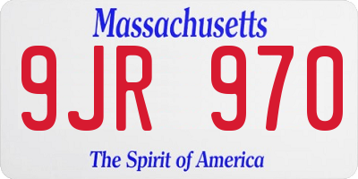 MA license plate 9JR970