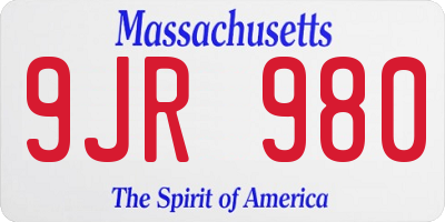 MA license plate 9JR980