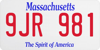 MA license plate 9JR981