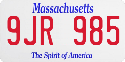 MA license plate 9JR985