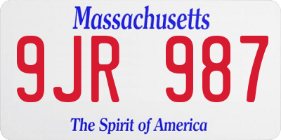 MA license plate 9JR987