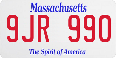 MA license plate 9JR990
