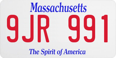 MA license plate 9JR991