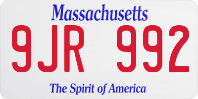 MA license plate 9JR992
