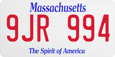 MA license plate 9JR994