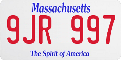 MA license plate 9JR997