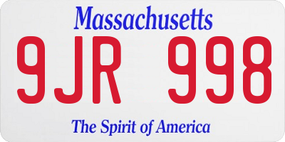 MA license plate 9JR998