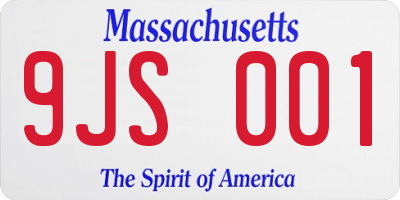 MA license plate 9JS001