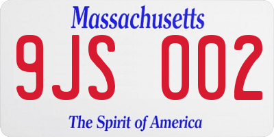 MA license plate 9JS002