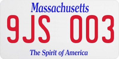 MA license plate 9JS003