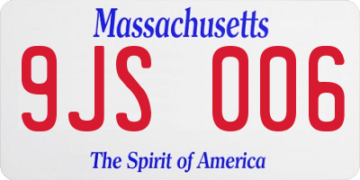 MA license plate 9JS006