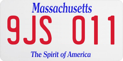 MA license plate 9JS011