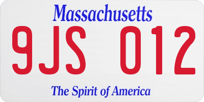 MA license plate 9JS012