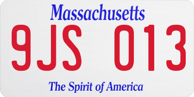 MA license plate 9JS013