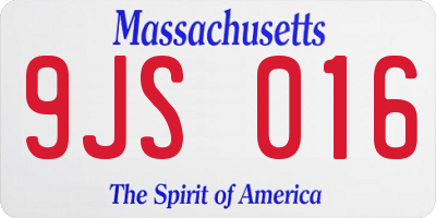 MA license plate 9JS016