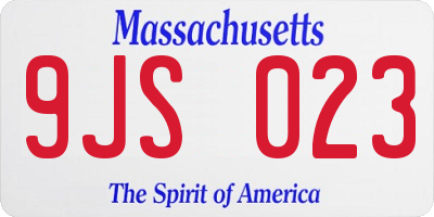 MA license plate 9JS023