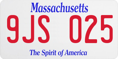 MA license plate 9JS025