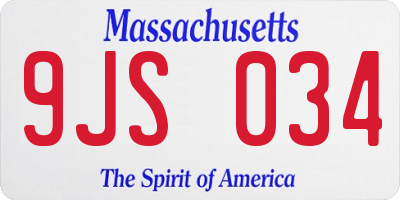 MA license plate 9JS034