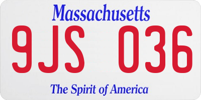 MA license plate 9JS036