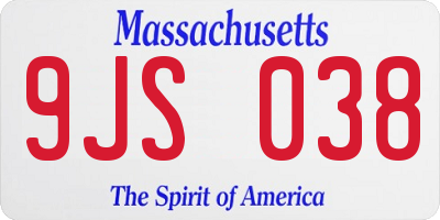 MA license plate 9JS038