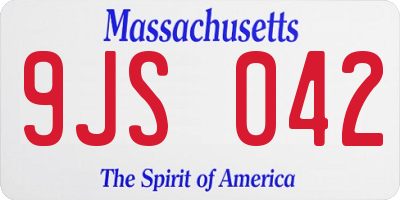 MA license plate 9JS042