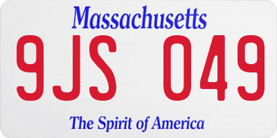 MA license plate 9JS049