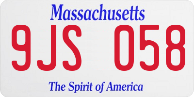 MA license plate 9JS058