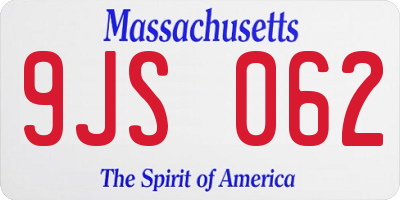 MA license plate 9JS062