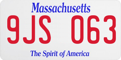 MA license plate 9JS063