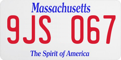 MA license plate 9JS067