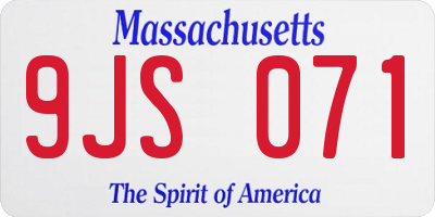 MA license plate 9JS071