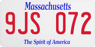 MA license plate 9JS072
