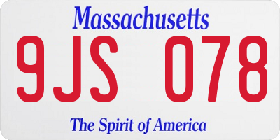 MA license plate 9JS078