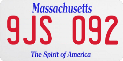 MA license plate 9JS092