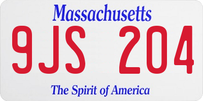 MA license plate 9JS204