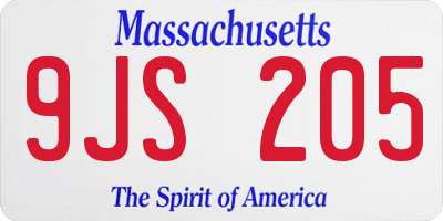 MA license plate 9JS205