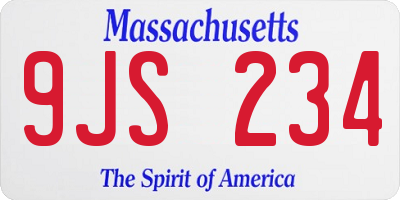 MA license plate 9JS234